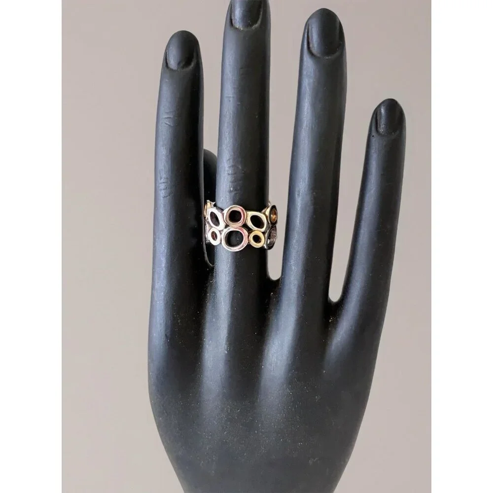 Brighton Two Tone Open Circle Bubble Ring Size 7 Silver & Gold Plate
